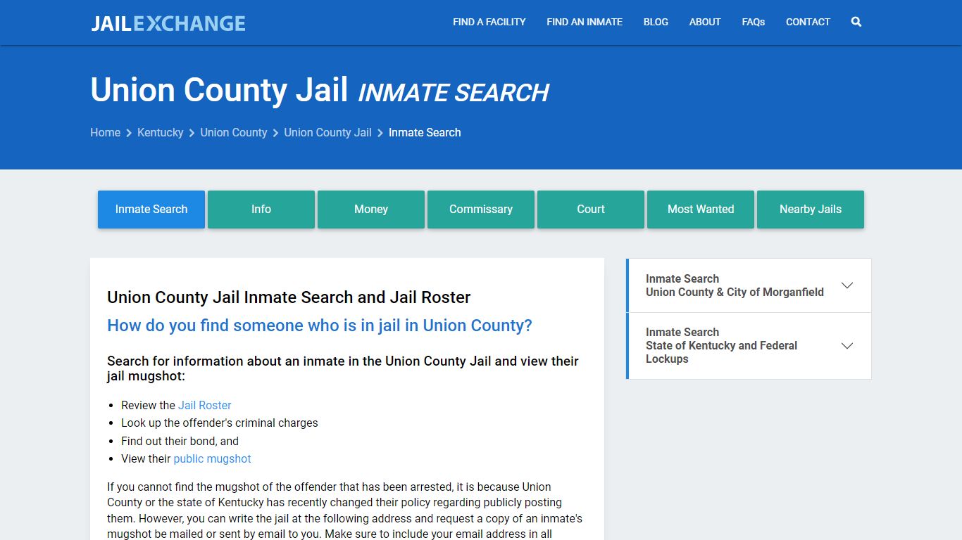 Inmate Search: Roster & Mugshots - Union County Jail, KY