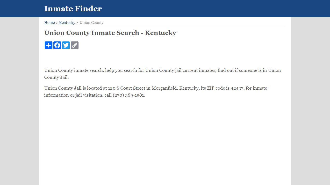 Union County Inmate Search - Kentucky - Inmate Finder